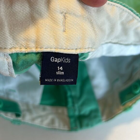 VINEYARD VINES GAP Size 14 Slim Boy's Cotton Chino Shorts Plaid Yellow Green - Picture 12 of 14